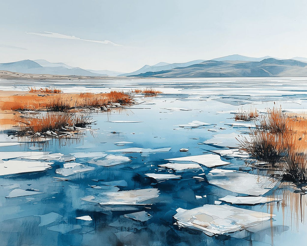 Floating Ice in Snowy Lake Paint by Numbers