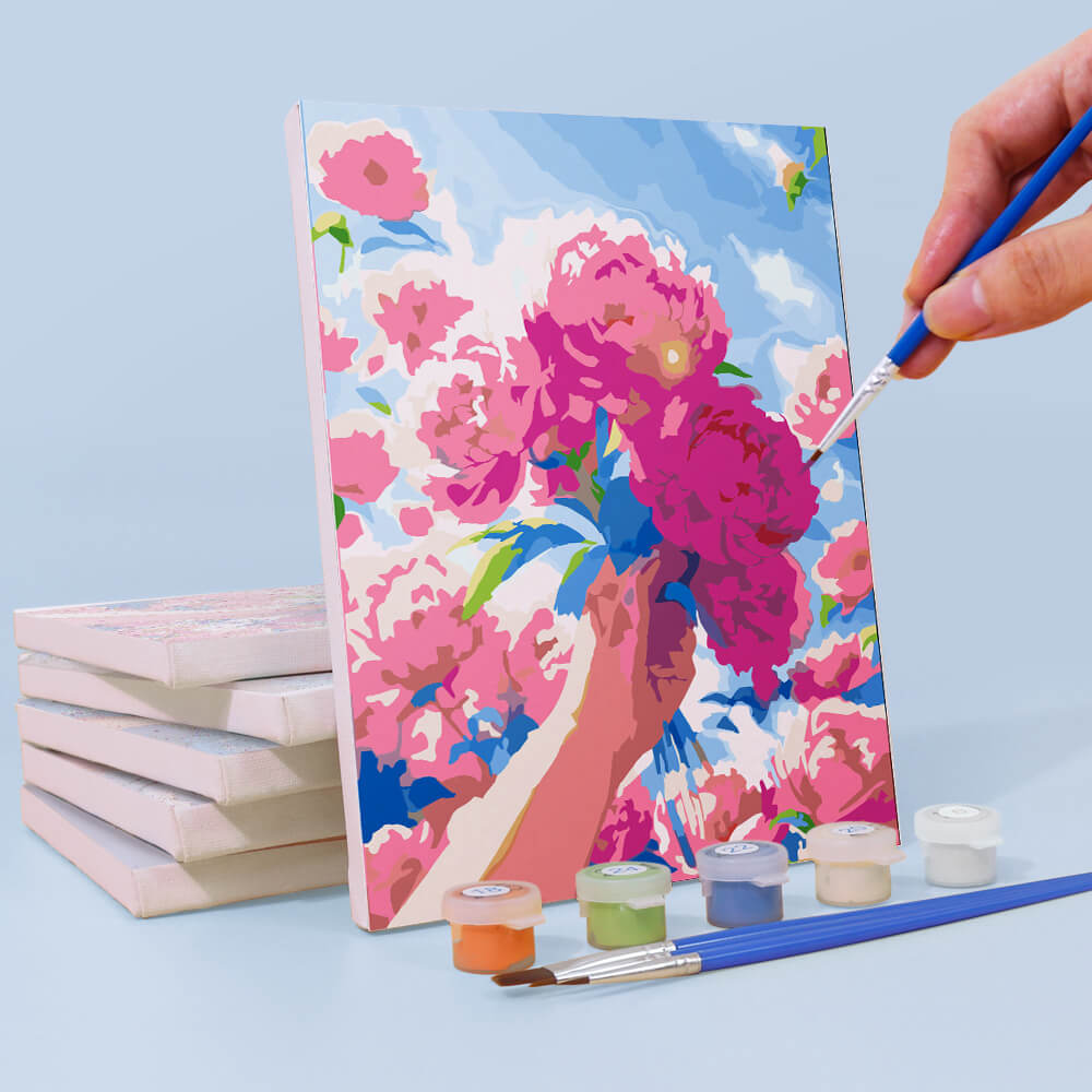 Flower Bouquets under Blue Sky 6 Pieces Mini Paint by Numbers