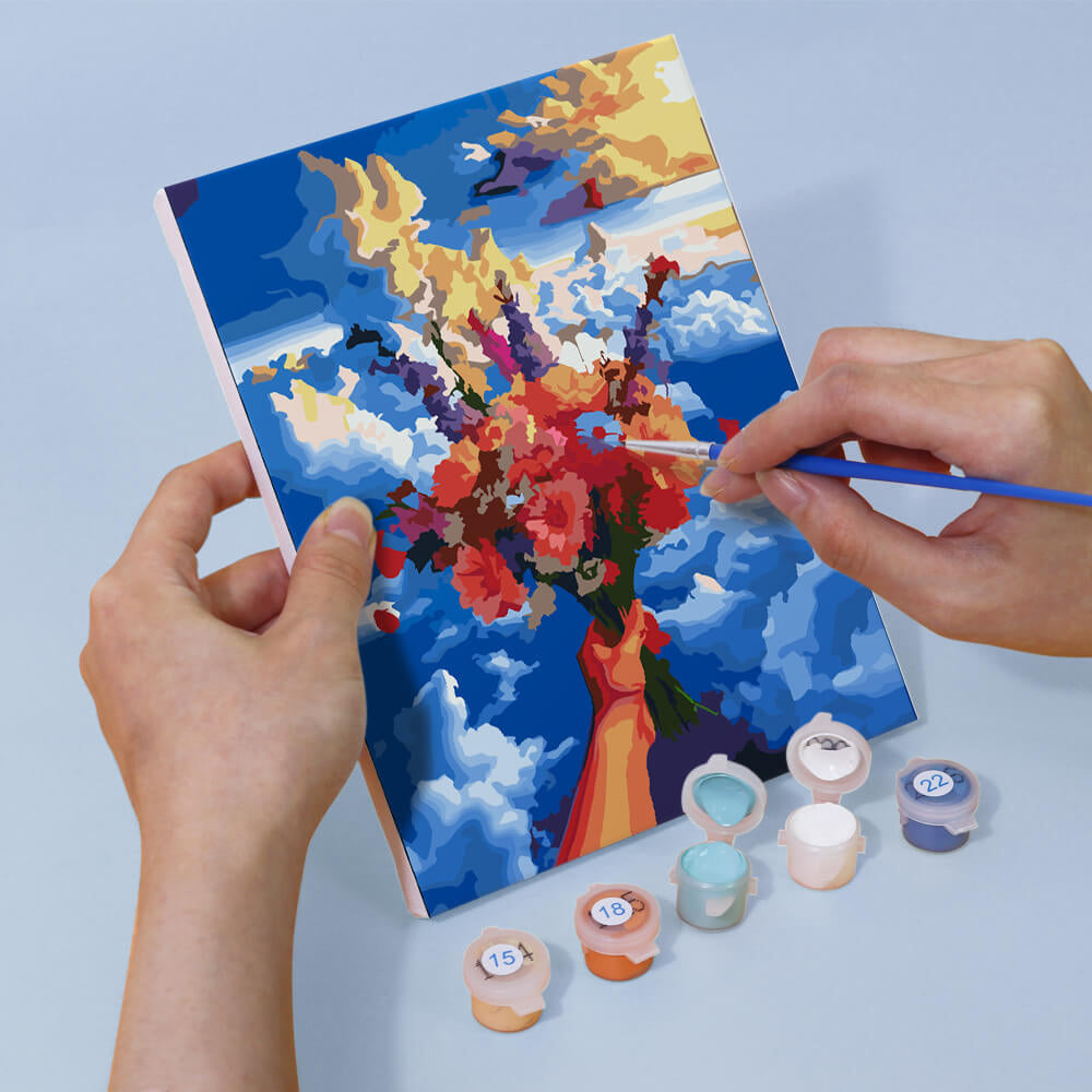 Flower Bouquets under Blue Sky 6 Pieces Mini Paint by Numbers