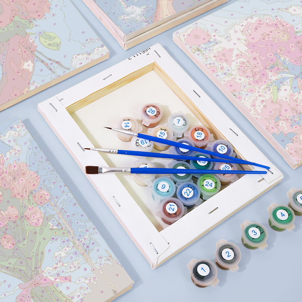 Flower Bouquets under Blue Sky 6 Pieces Mini Paint by Numbers