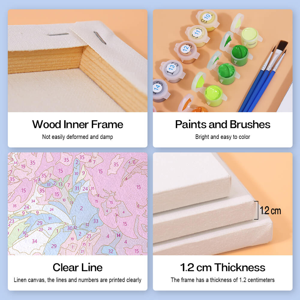 Flower Bouquets under Blue Sky 6 Pieces Mini Paint by Numbers