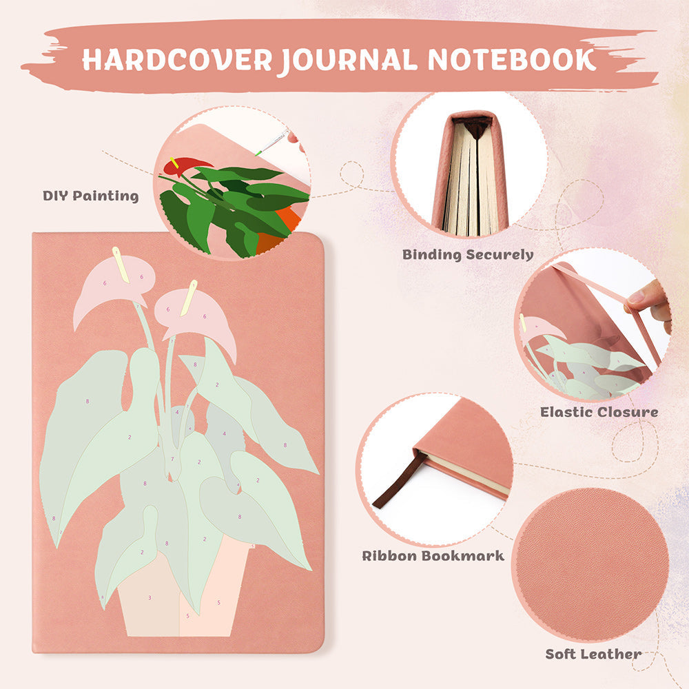 Flowering Green Potted Plants Notebook Paint by Numbers