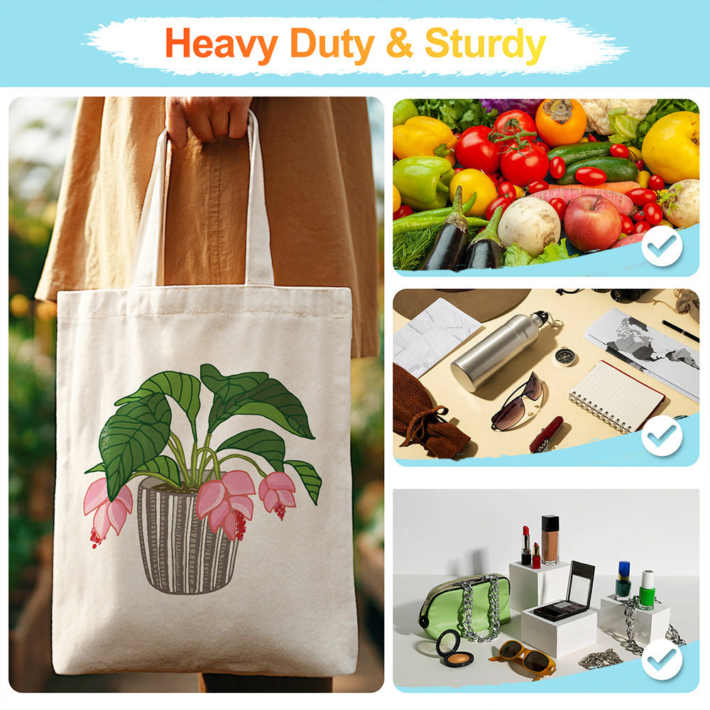 Flowers and Leaves in Glass Vase Canvas Tote Bag Paint by Numbers