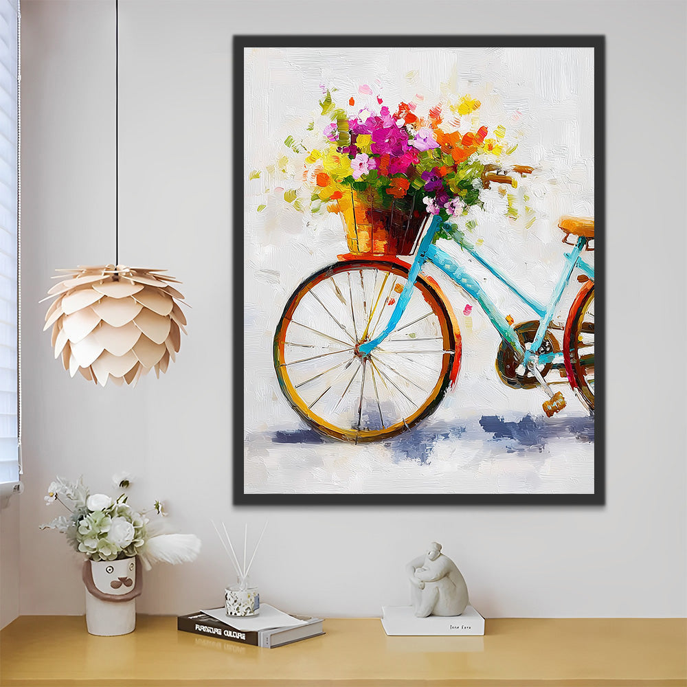 Flowers in the Bicycle Basket Paint by Numbers
