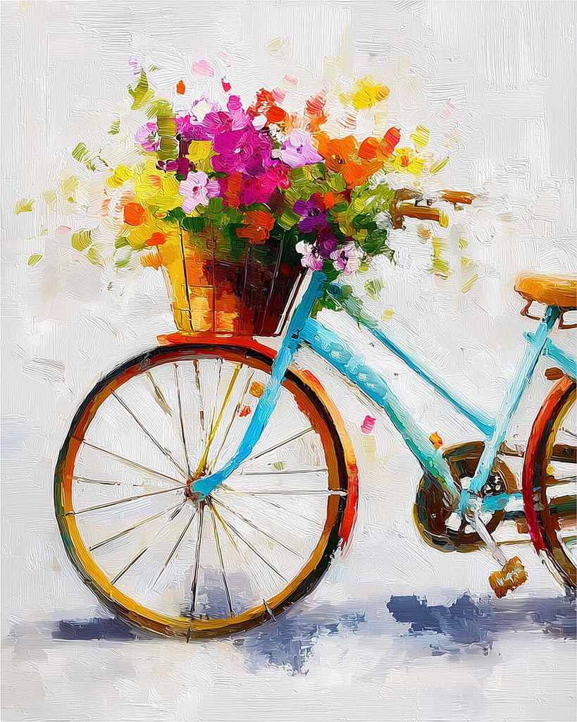 Flowers in the Bicycle Basket Paint by Numbers