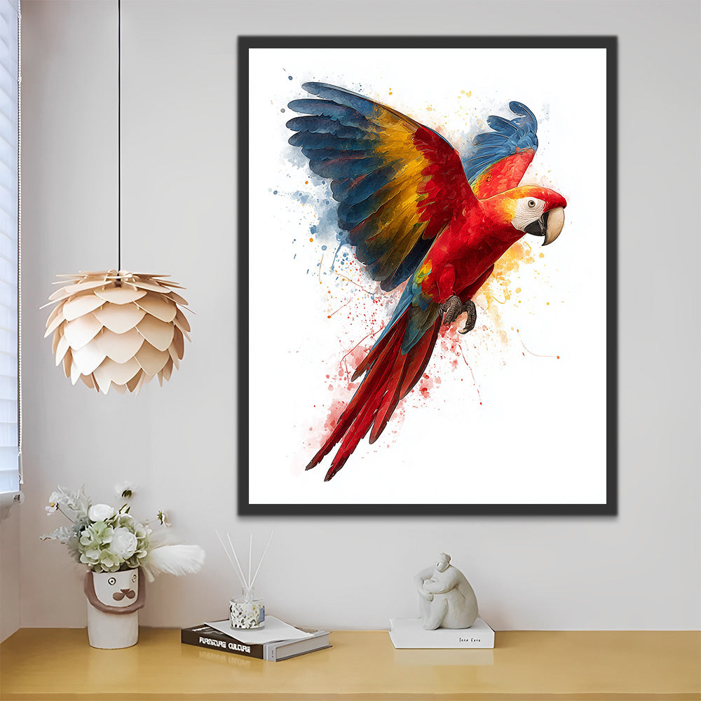 Flying Colorful Parrot Paint by Numbers