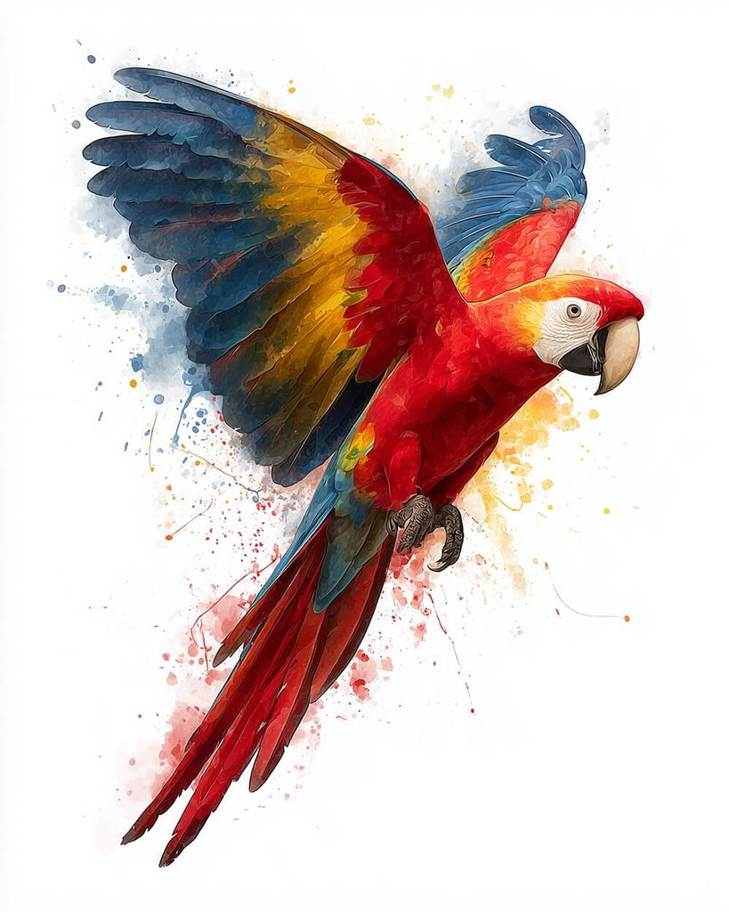 Flying Colorful Parrot Paint by Numbers