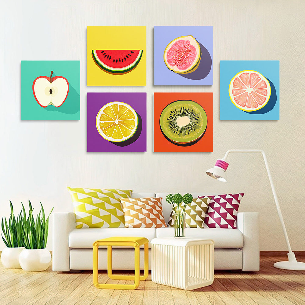 Fresh Fruits 6 Pieces Mini Paint by Numbers