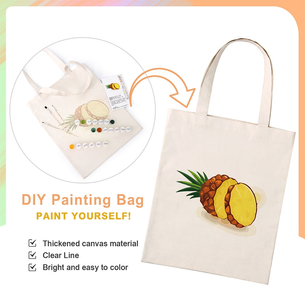 Fresh Pineapple Canvas Tote Bag Paint by Numbers