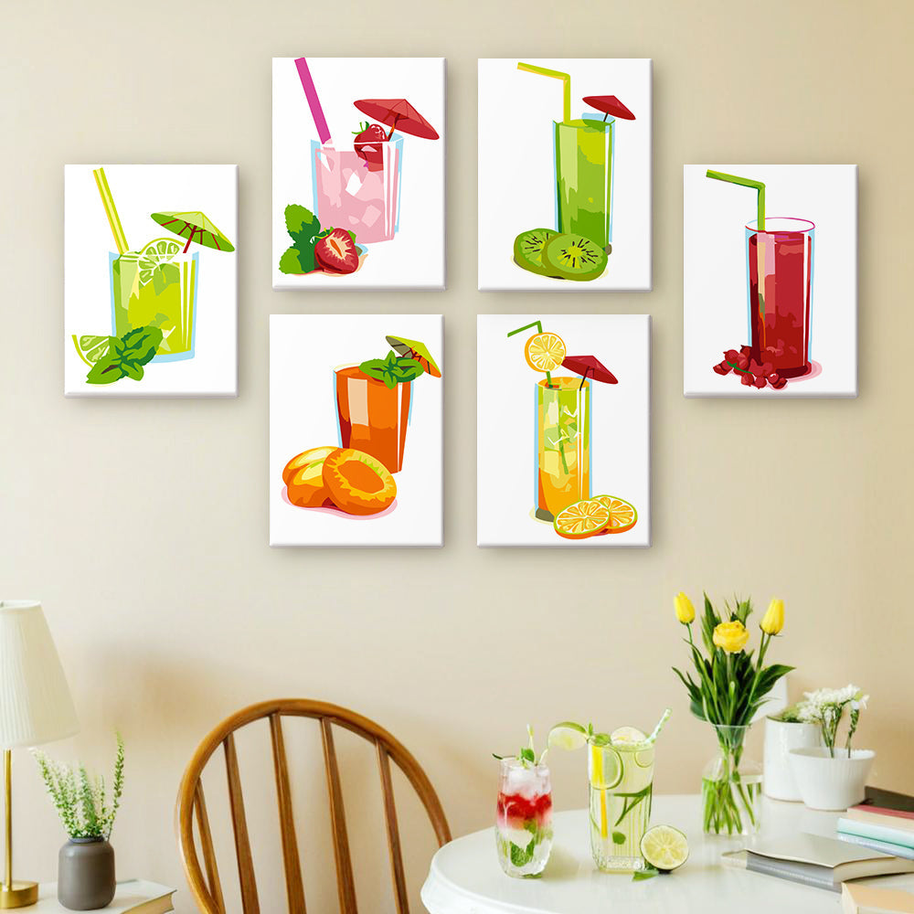 Freshly Squeezed Fruit Juice 6 Pieces Mini Paint by Numbers