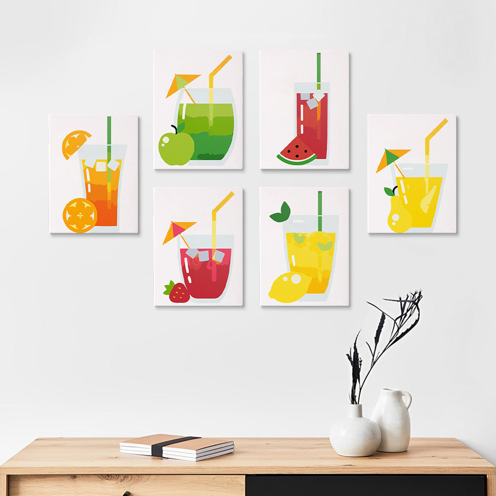 Fruity Cocktail 6 Pieces Mini Paint by Numbers