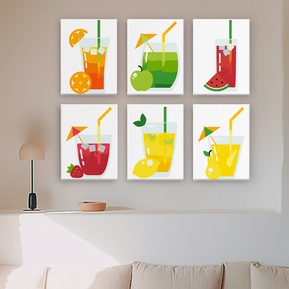 Fruity Cocktail 6 Pieces Mini Paint by Numbers