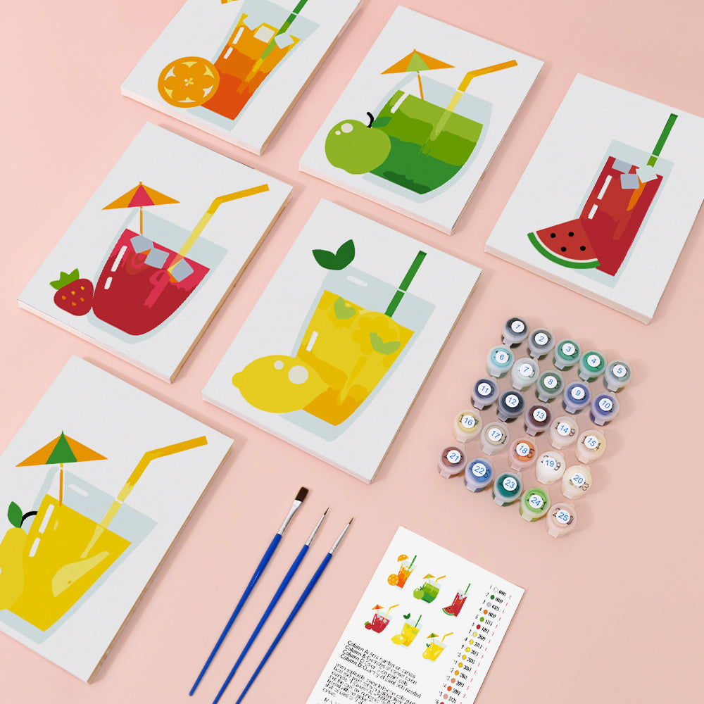 Fruity Cocktail 6 Pieces Mini Paint by Numbers