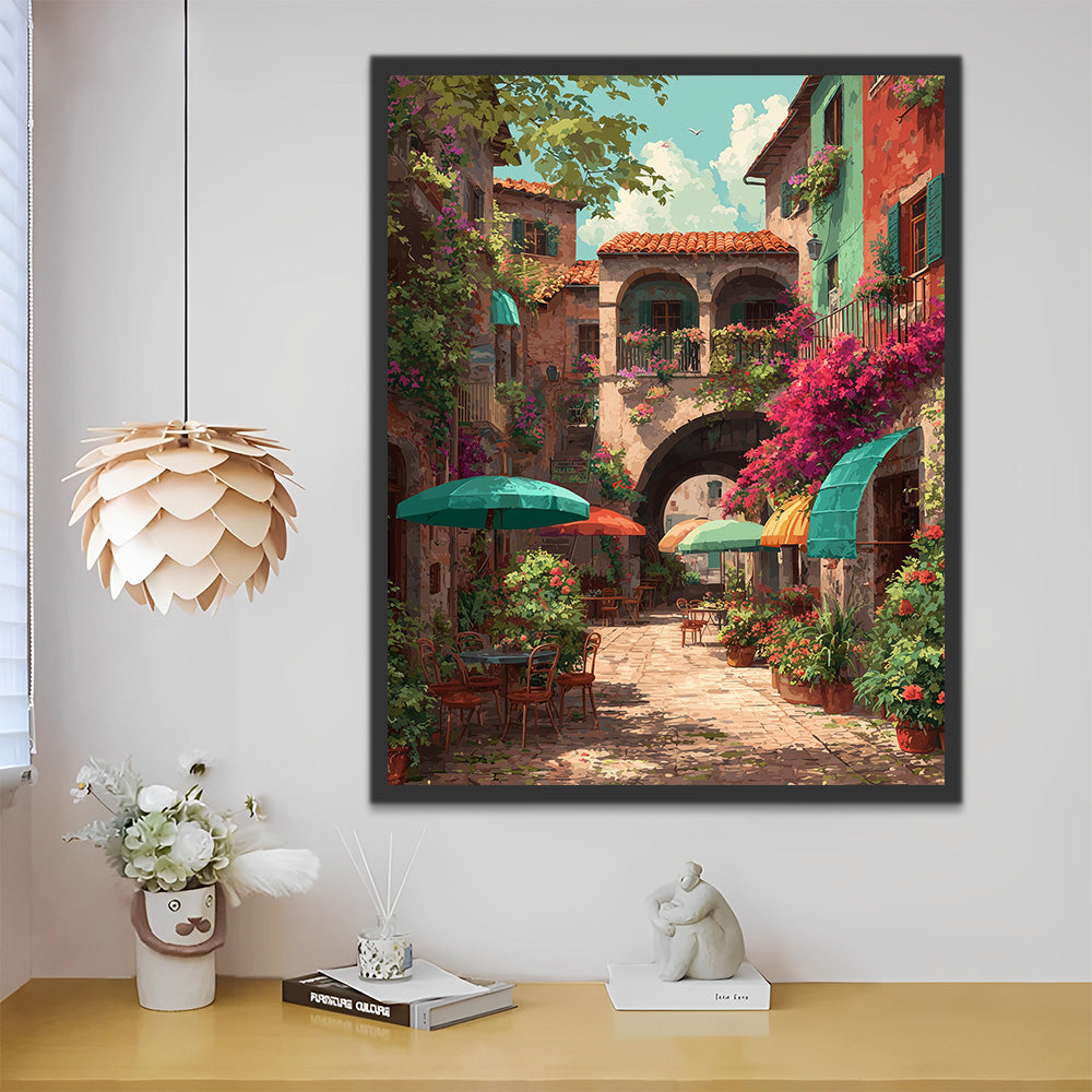 Garden Restaurant in the Alley Paint by Numbers