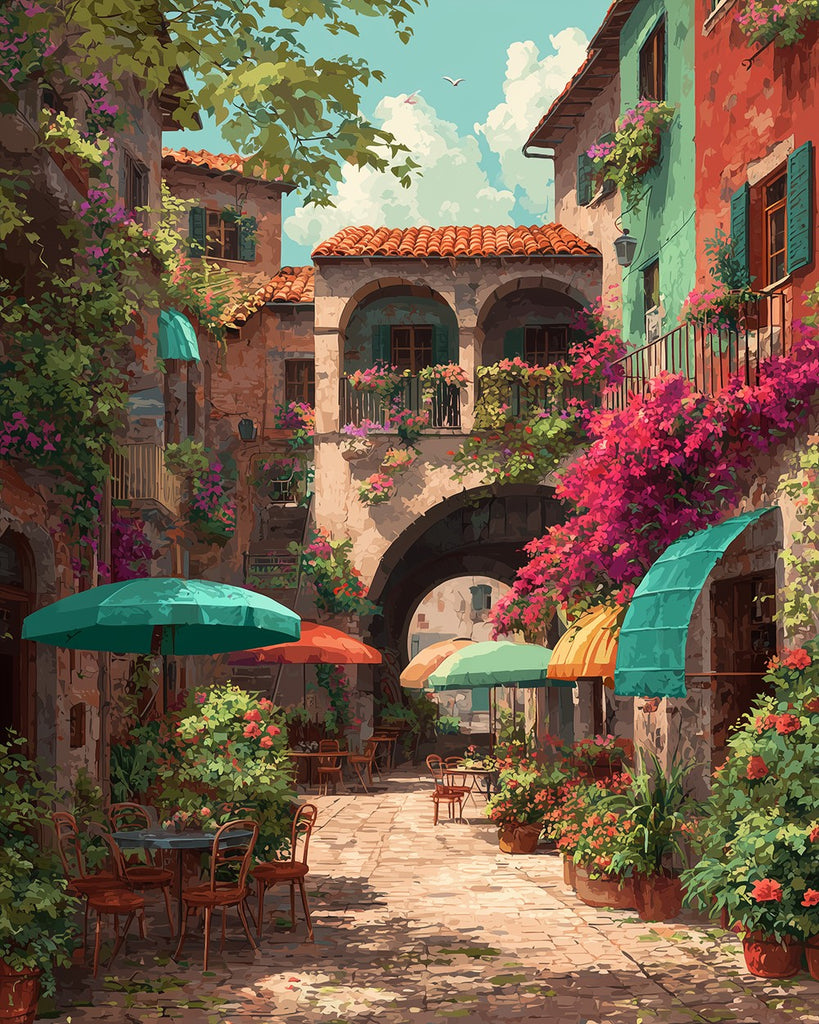Garden Restaurant in the Alley Paint by Numbers
