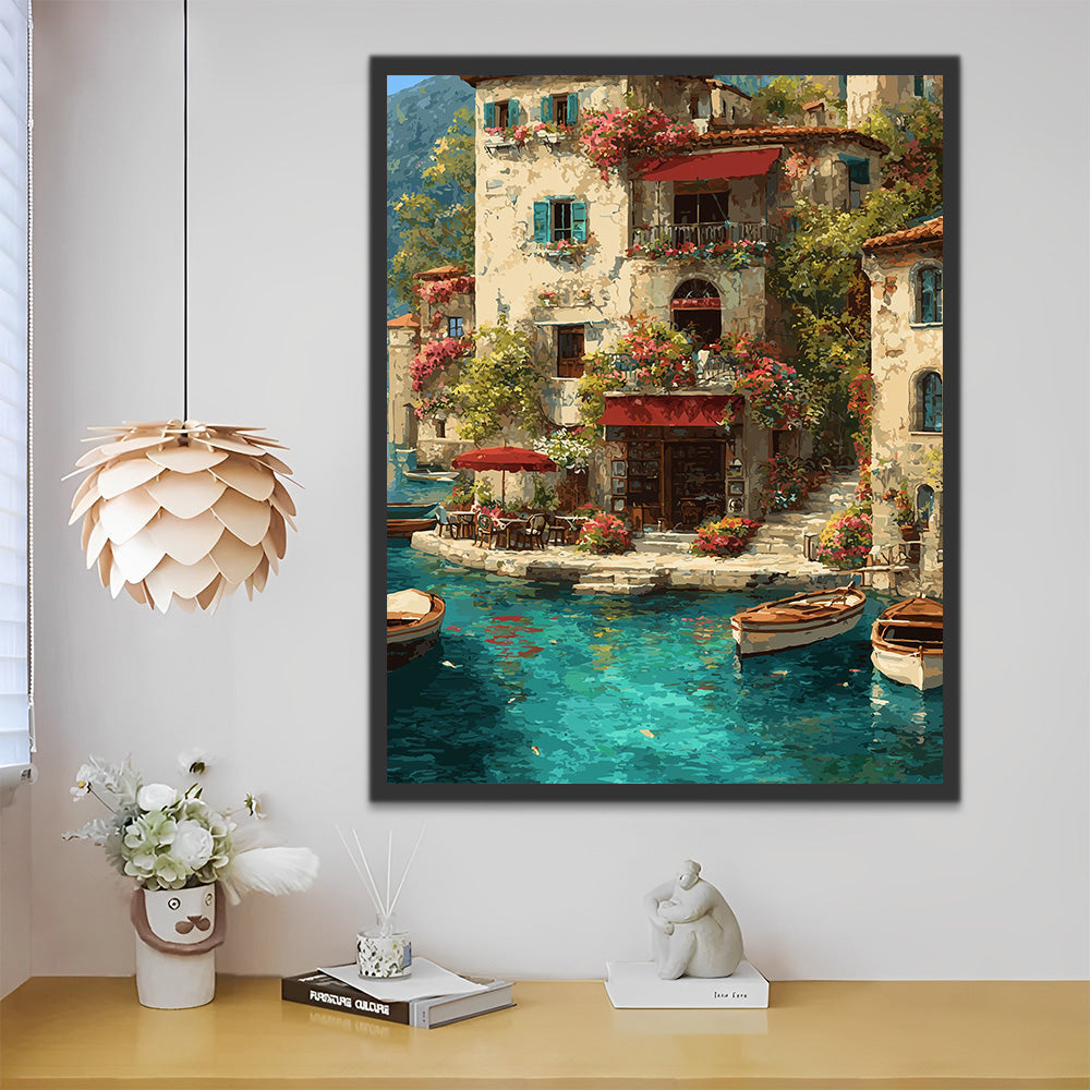 Garden Villa by the Sea Paint by Numbers