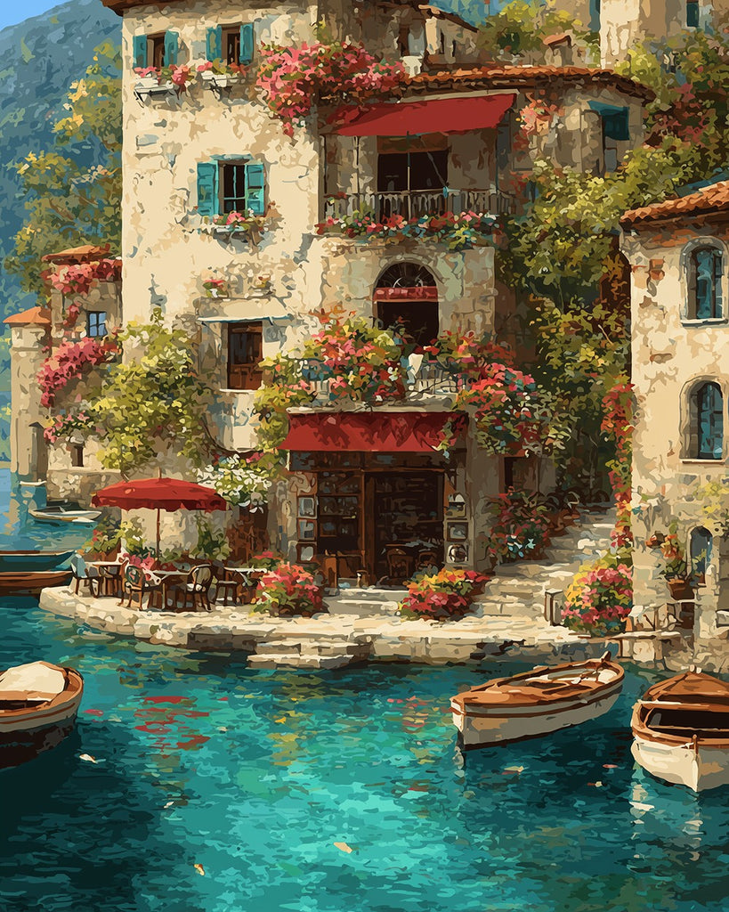 Garden Villa by the Sea Paint by Numbers