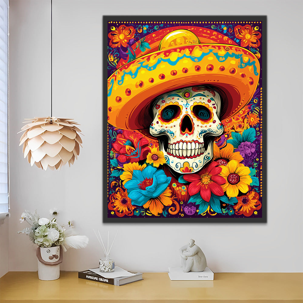 Gorgeous Skull and Flowers Paint by Numbers