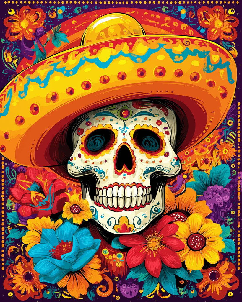 Gorgeous Skull and Flowers Paint by Numbers