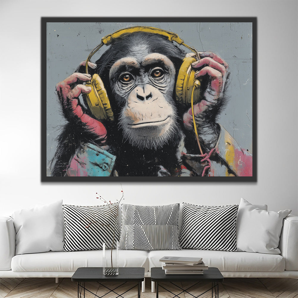 Graffiti of a Gorilla with Headphones Paint by Numbers