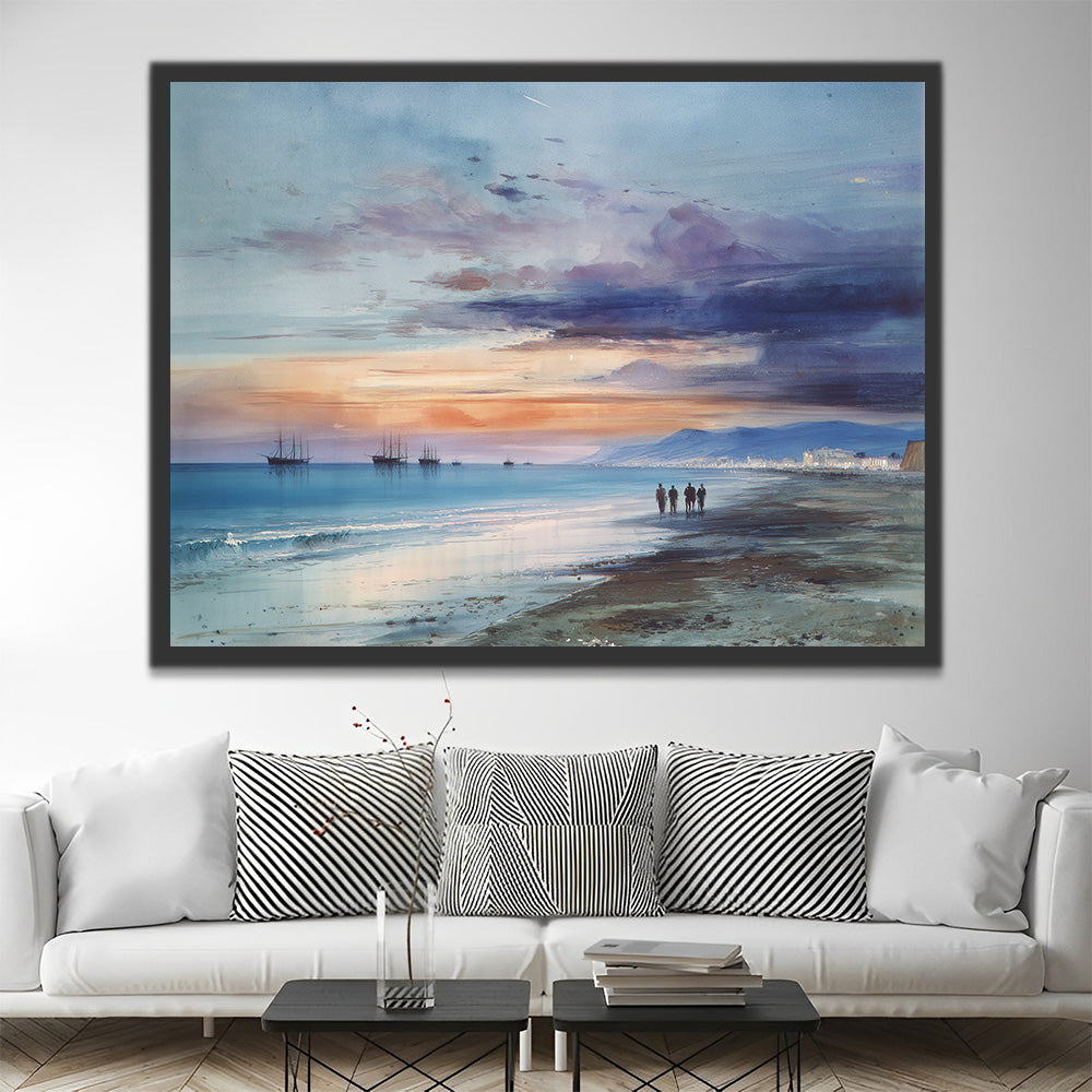 Gray Seashore Beach Paint by Numbers