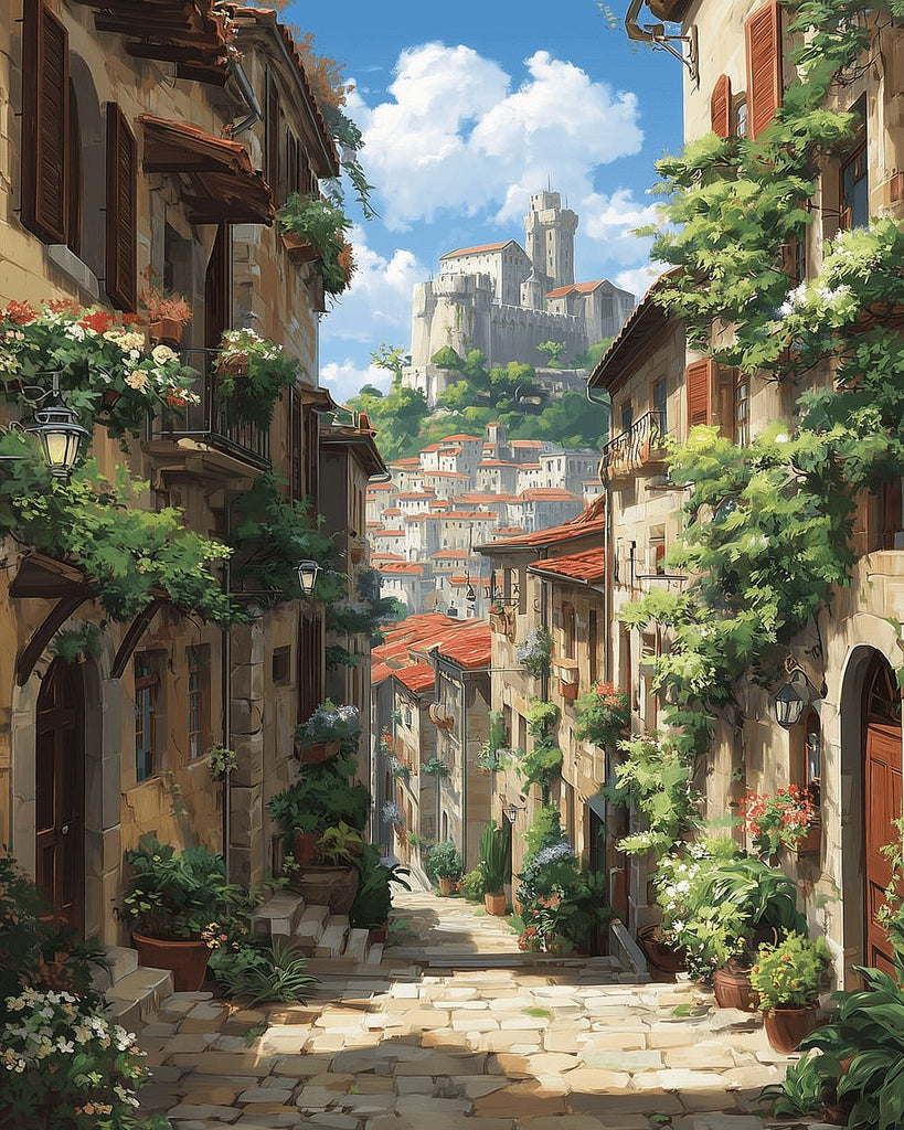 Green European Towns Paint by Numbers