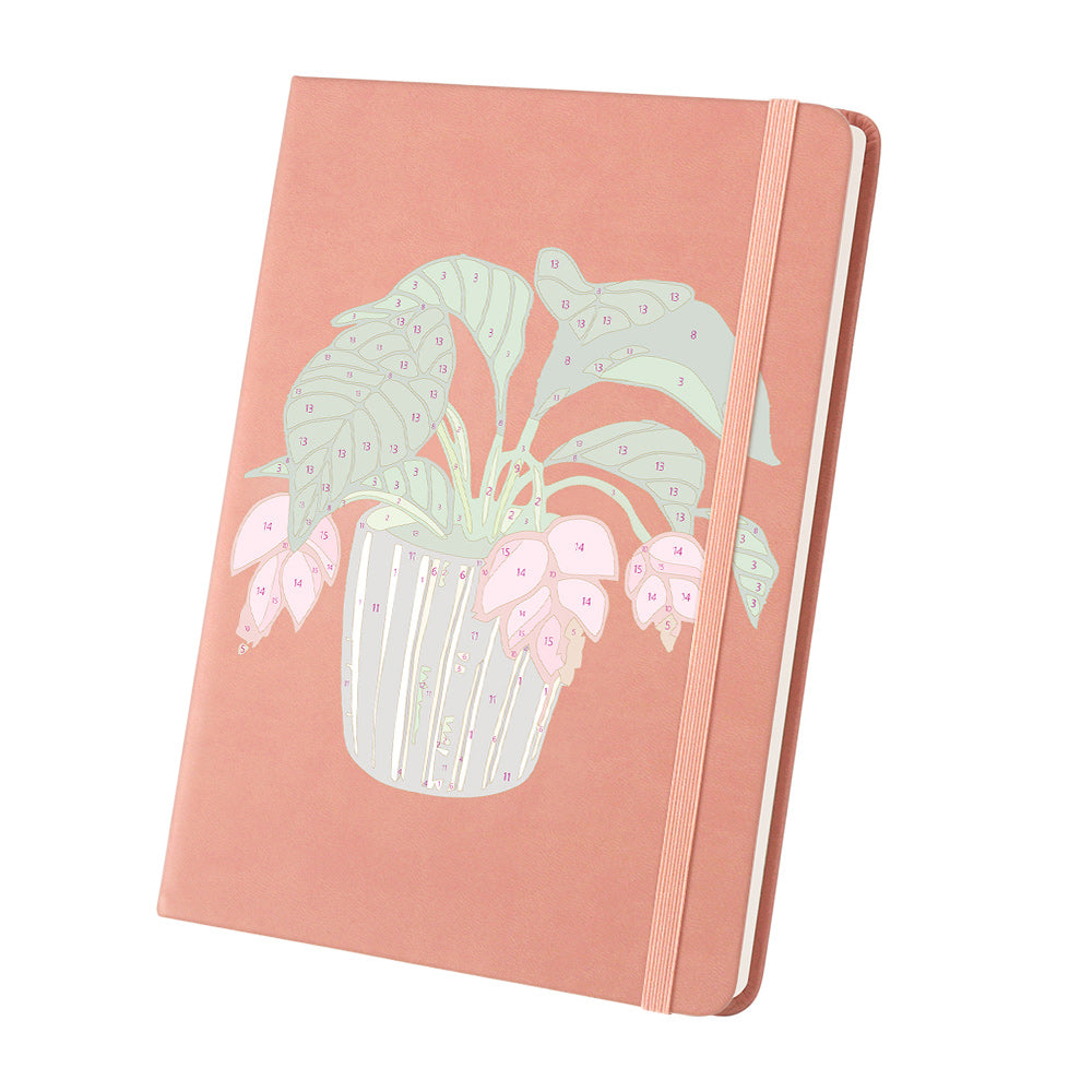 Green Potted Plants with Red Flowers Notebook Paint by Numbers
