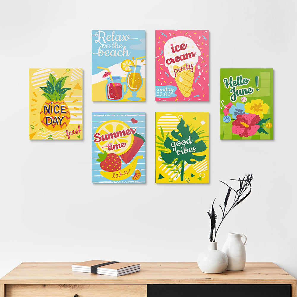 Happy June Holidays 6 Pieces Mini Paint by Numbers
