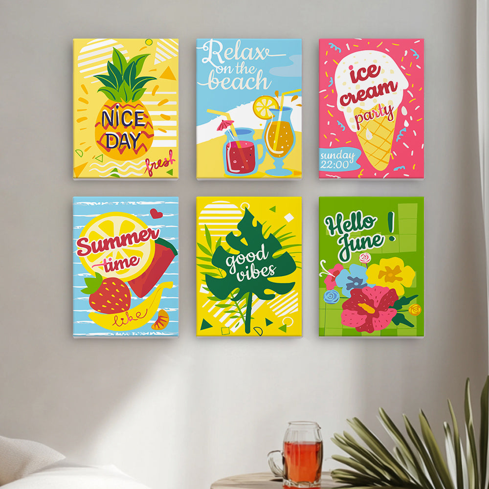 Happy June Holidays 6 Pieces Mini Paint by Numbers