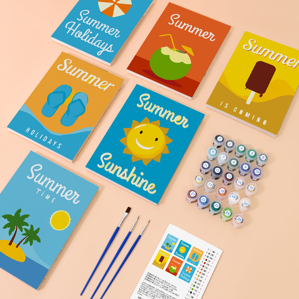 Happy Summer Time 6 Pieces Mini Paint by Numbers