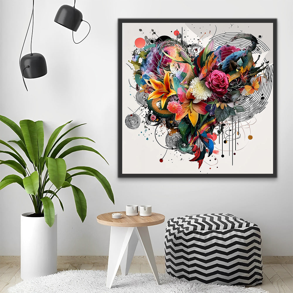 Heart Shaped Flowers Paint by Numbers