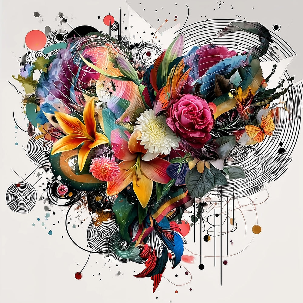 Heart Shaped Flowers Paint by Numbers