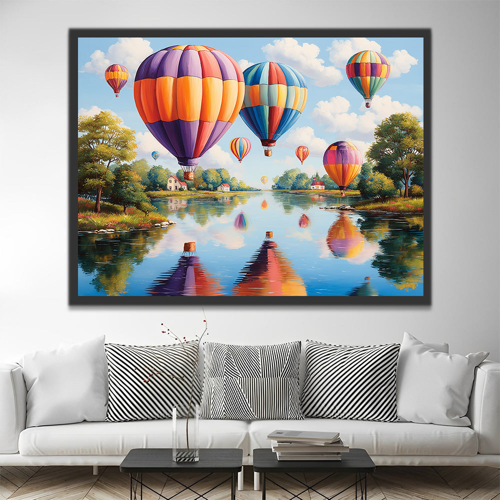 Hot Air Balloons above the Lake Paint by Numbers