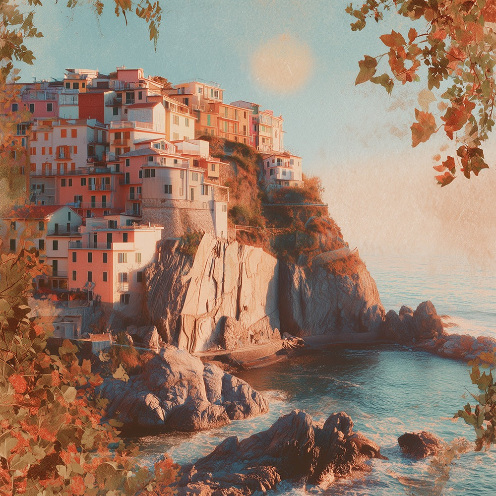 Houses on the Cliffs by the Sea Paint by Numbers