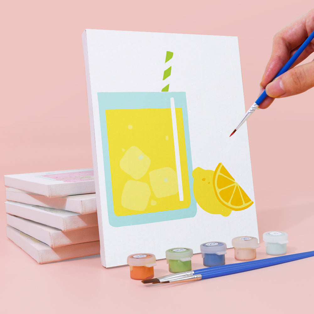 Iced Drinks with Straws 6 Pieces Mini Paint by Numbers