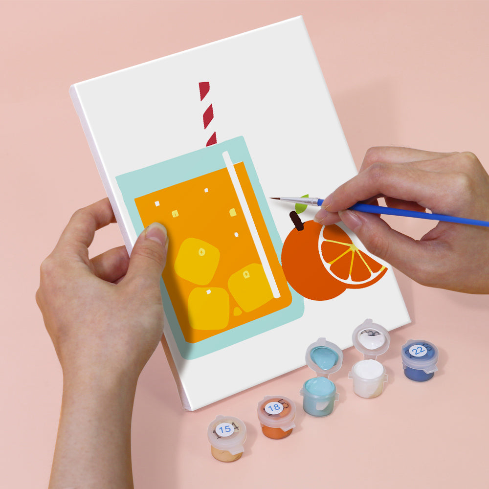 Iced Drinks with Straws 6 Pieces Mini Paint by Numbers