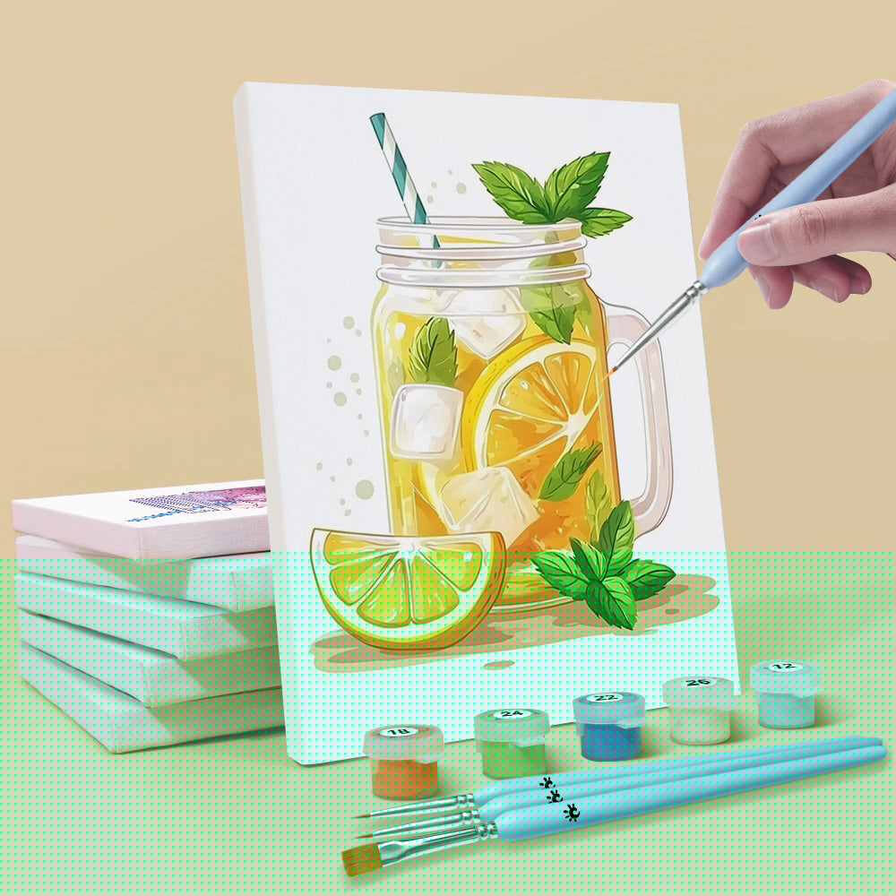 Iced Fruit Drinks 6 Pieces Mini Paint by Numbers