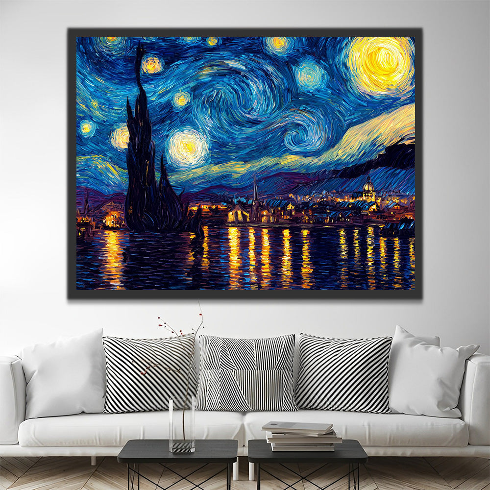Lake under the Starry Night Paint by Numbers