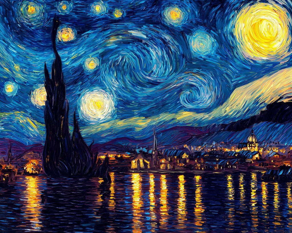 Lake under the Starry Night Paint by Numbers