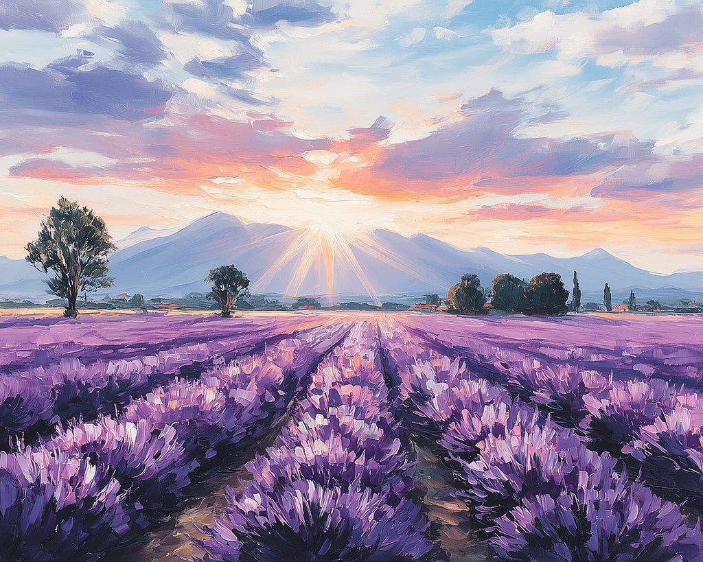 Lavender Fields at the foot of the Mountain Paint by Numbers