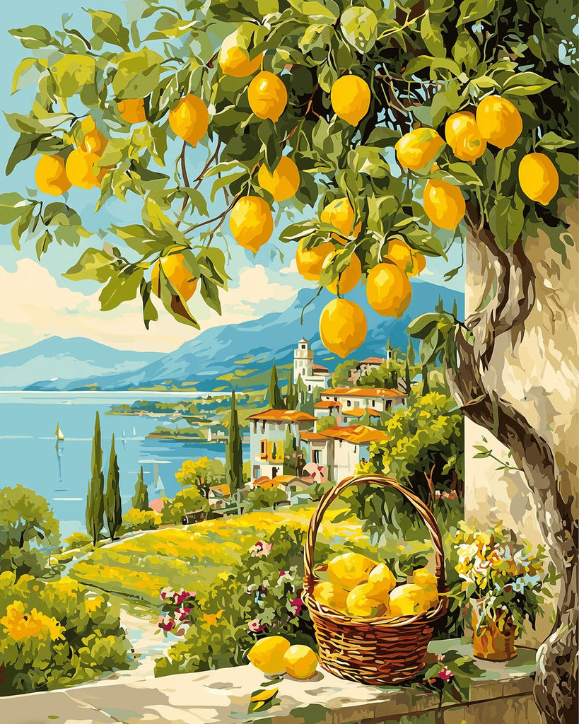Lemon Tree in a Seaside Town Paint by Numbers