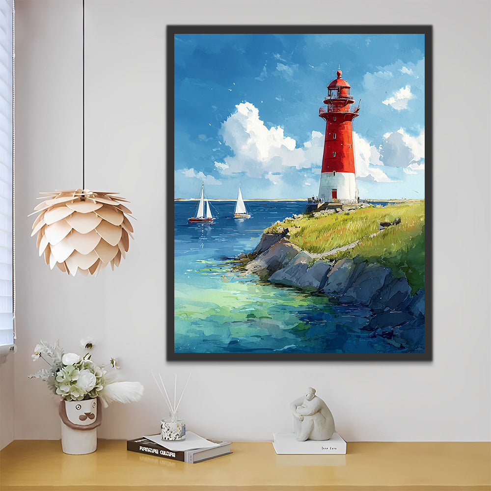 Lighthouse by the Sea Paint by Numbers