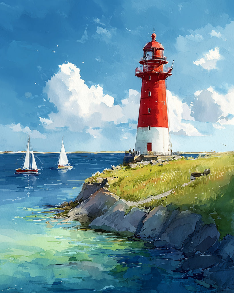 Lighthouse by the Sea Paint by Numbers