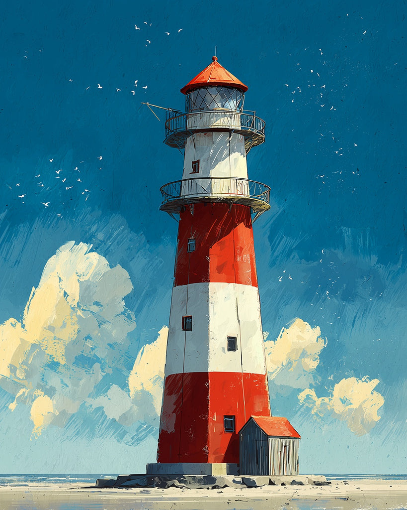 Lighthouse under Blue Sky Paint by Numbers