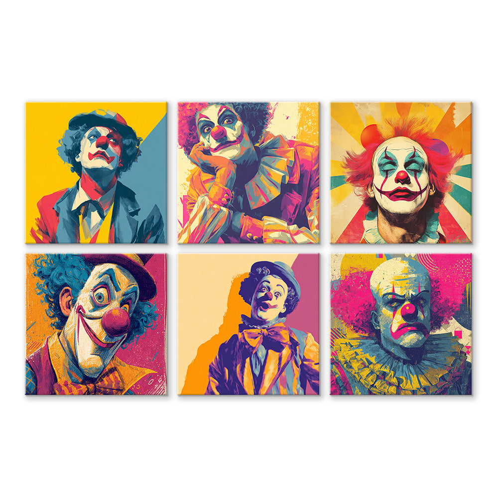 Lonely and Funny Clown 6 Pieces Mini Paint by Numbers