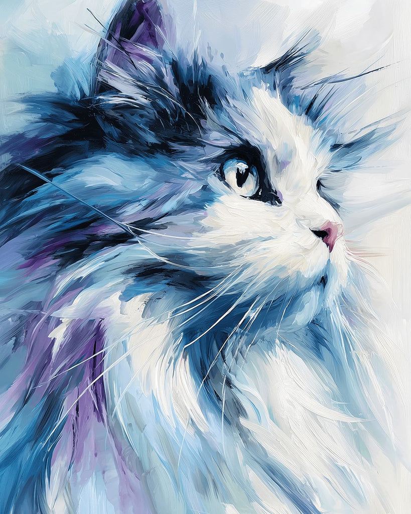 Long-Haired Cat Concentrating Paint by Numbers