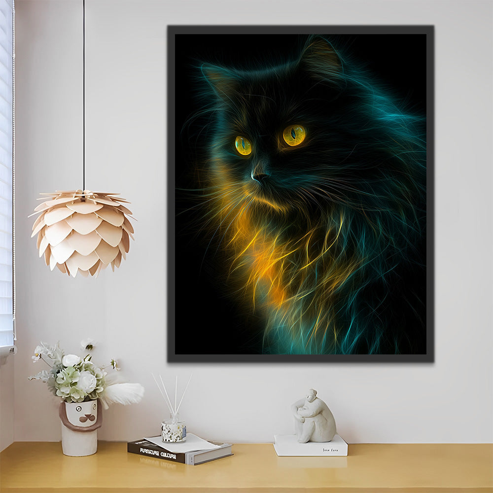 Long-Haired Cat in the Dark Paint by Numbers