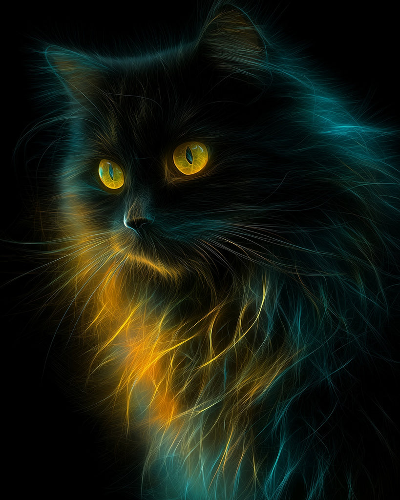 Long-Haired Cat in the Dark Paint by Numbers