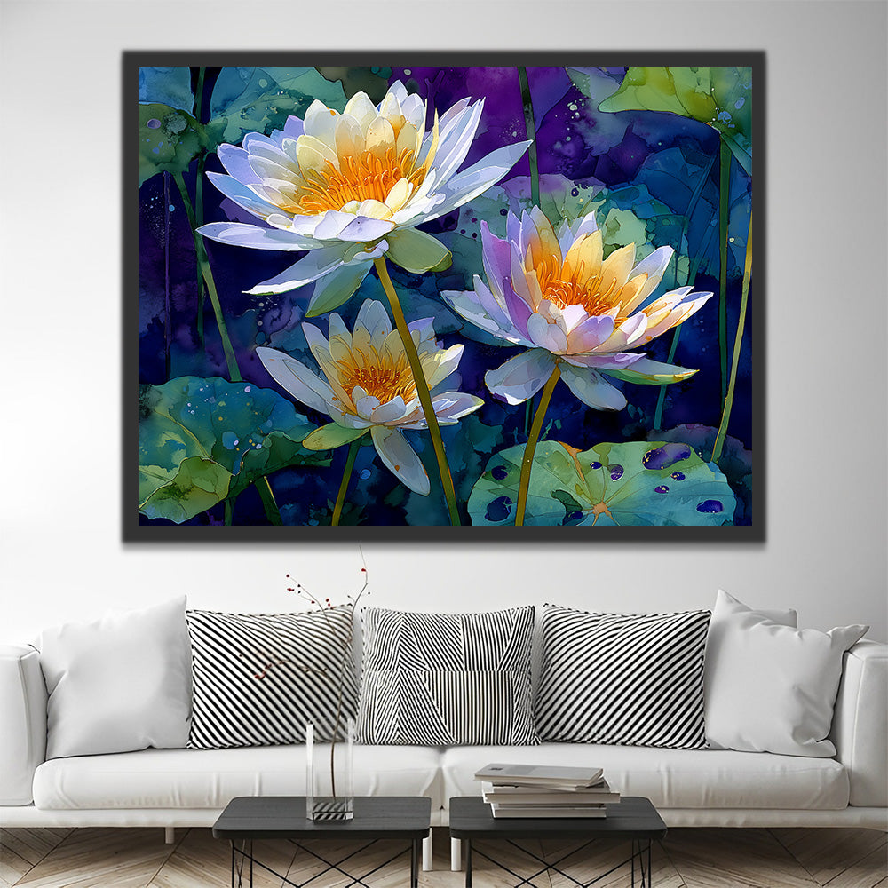 Lotus among Green Leaves Paint by Numbers