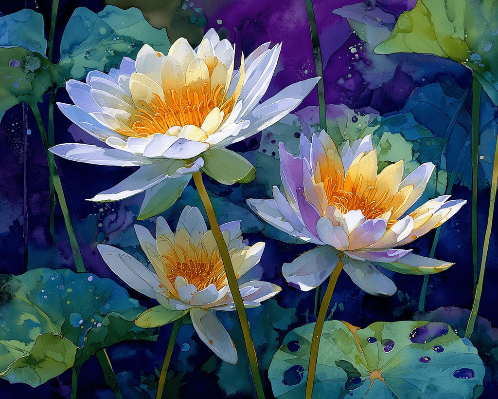 Lotus among Green Leaves Paint by Numbers
